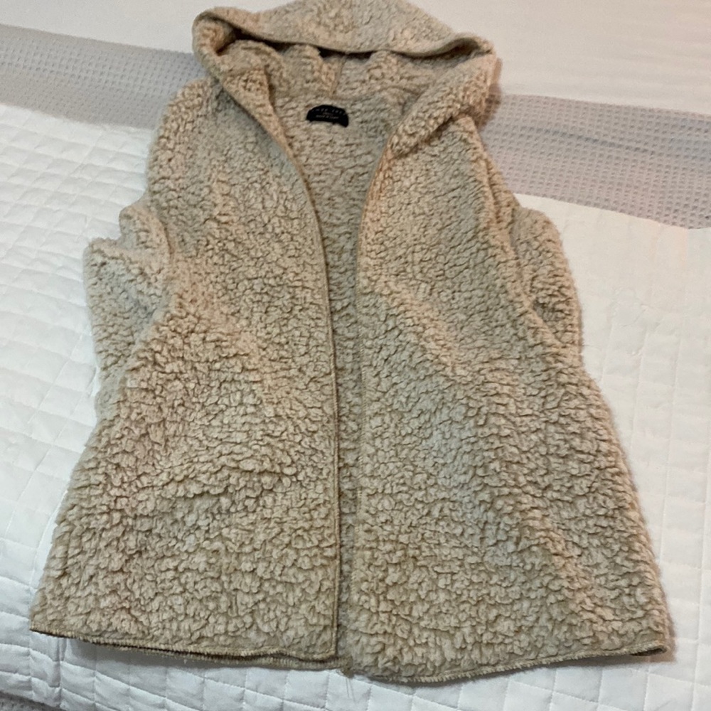 Love tree sleeveless Sherpa style vest with hood